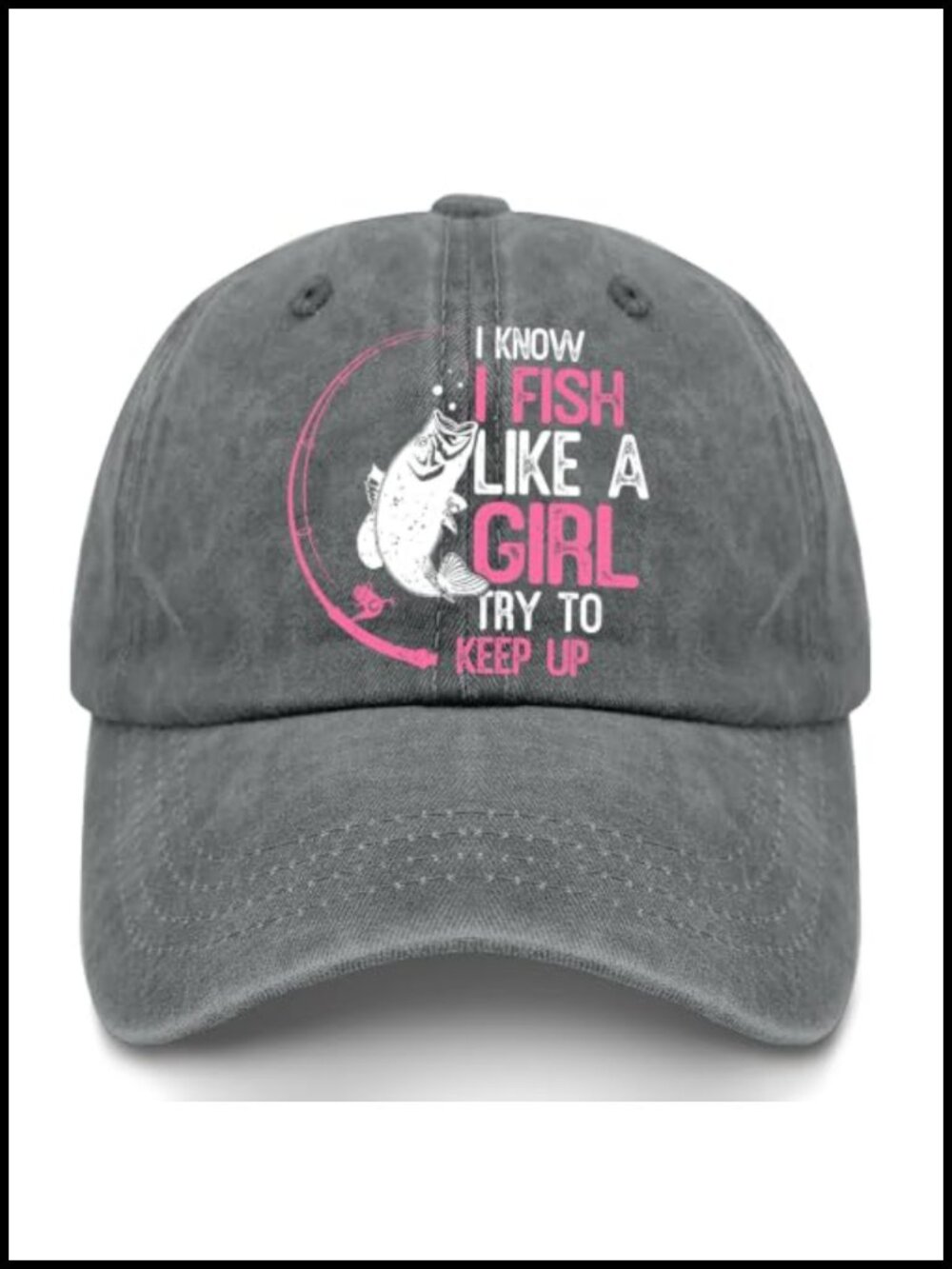 Funny Fishing Baseball Cap Hat Vintage Washed Graphic